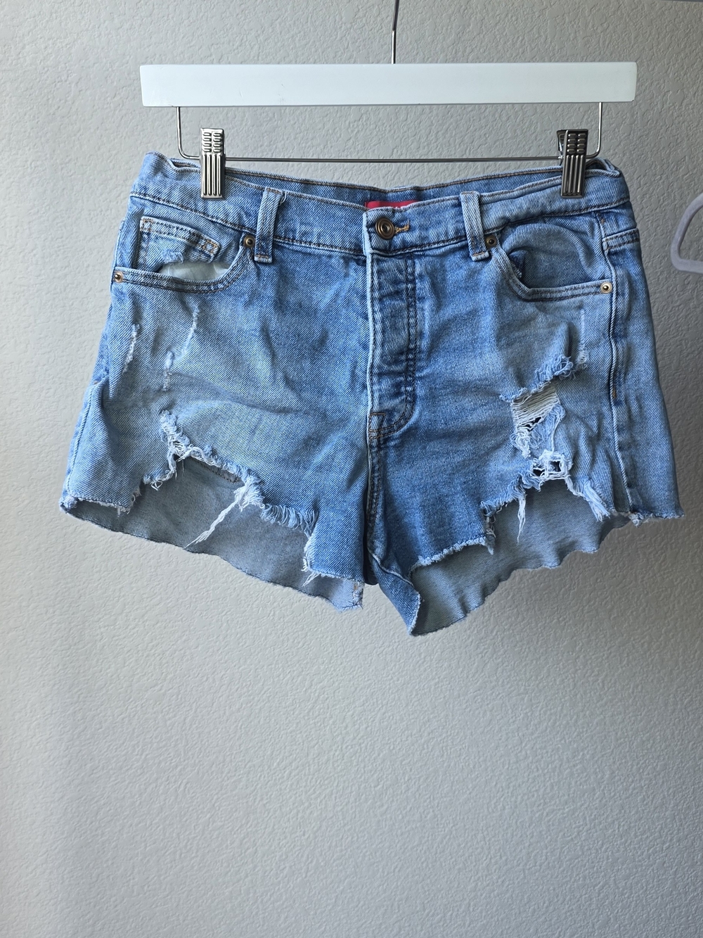 Guess Light Blue Distressed Denim Cutoff Shorts